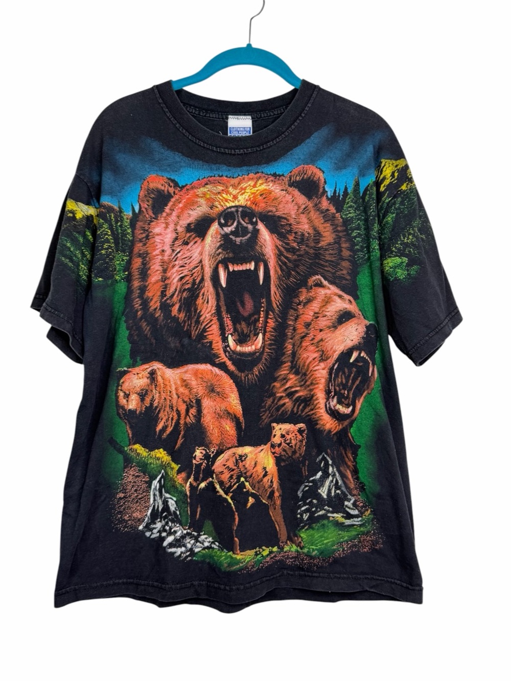 Freeze Vintage USA 90's Grizzly Bear Animal Nature Wildlife Tee T-Shirt Men's XL